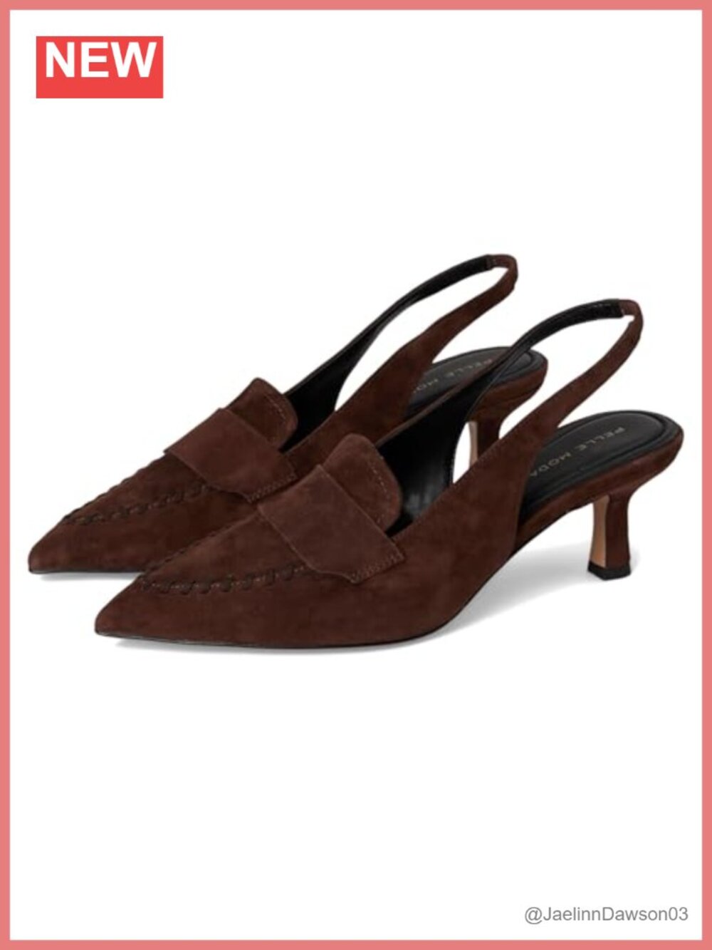 Pelle Moda Slingback Pump Suede Kitten Heel Pointed Toe